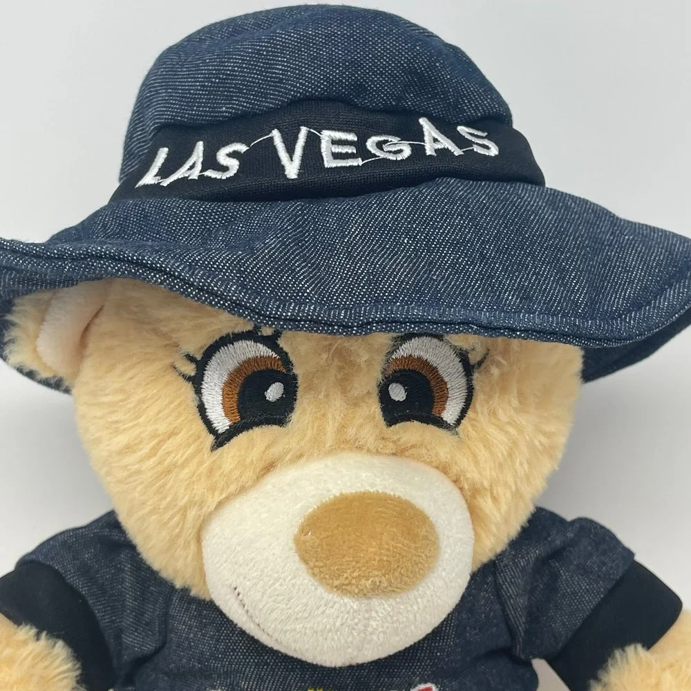 Las Vegas Souvenir Teddy Bear Plush Koskash Denim Hat Shirt 11